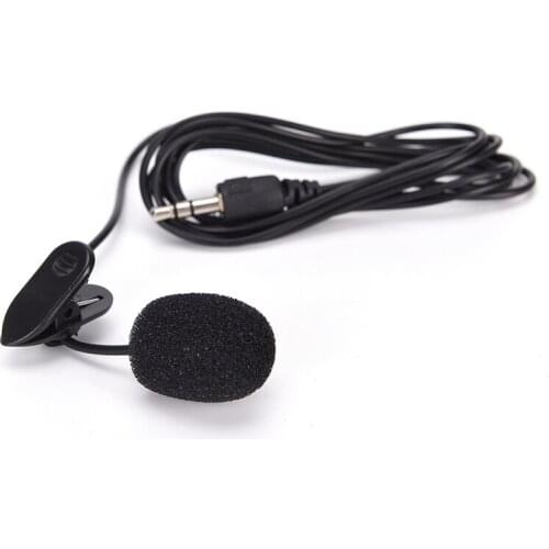 1pcs cool style mini 3.5mm hands-free mic microphone clip on lavalier lapel for pc laptop black