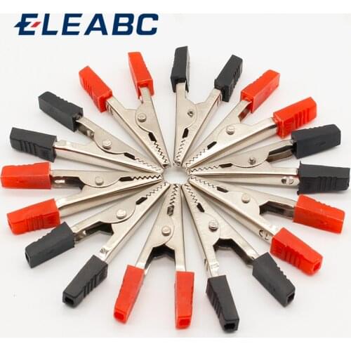 10Pcs 5cm Red + Black NEW Electrical Tool Alligator Clips Battery Clip Crocodile Car Caravan Van Battery Test Lead Clips 50mm