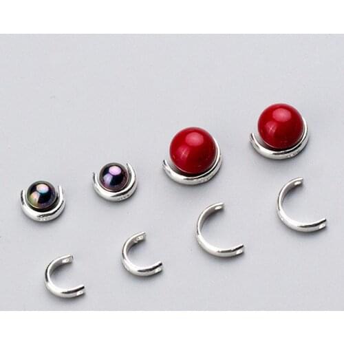 100% 925 Sterling Silver Half Ring Encircle Septum Beads 6mm 8mm U Shape Beads Spacer Accessories DIY Jewelry Making Bracelets