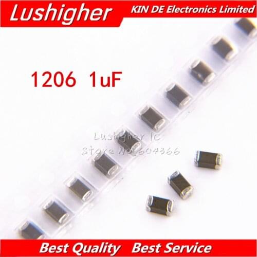 100pcs 1206 1uf 105K 250V 10% X7R SMD Ceramic Capacitor