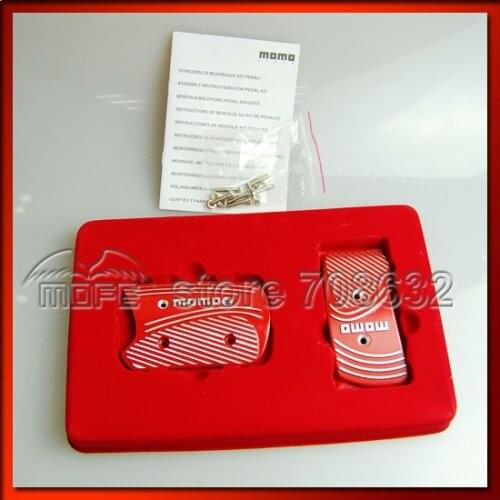 2PCS/LOT Aluminum MOMO Match Racing Car Foot Pedal Cover Set For AT Cars Red