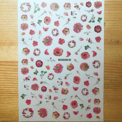 3D Nail Sticker Colorful Flower Design DIY Tips Nail Art Decoration Packaging Self-transfer Decal Slider