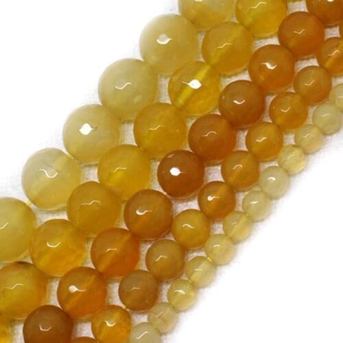 4-14mm Natural Round 128 Faceted Yellow Agates beads For Jewelry Making Beads Bracelets 15inch Needlework DIY Beads Trinket