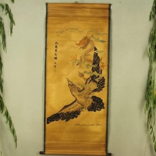 Antique collection Boutique Calligraphy and painting Dragon and Phoenix diagram