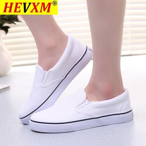 HEVXM 2021 White Couple Canvas Shoes Lazy Student Cloth Womens Flats Sneakers Women