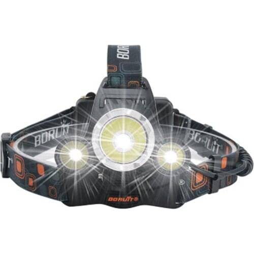 BORUIT RJ-3000 1xCREE XM-L2+2xCREE XPE R2 1800 Lumens 4-Mode USB Rechargeable LED Headlamp (2x18650)