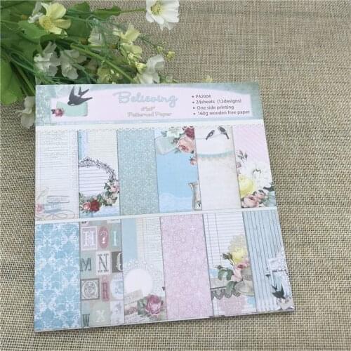 24sheet 6"X6"Believing Flower Garden patterned paper Scrapbooking paper pack handmade craft paper craft Background pad