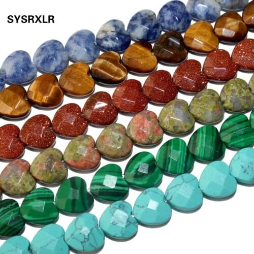 10 MM Faceted Natural Stone Heart Shape Turquoises Agates Beads Spacer Beads For Jewelry Making DIY Bracelet Necklace Accessorie