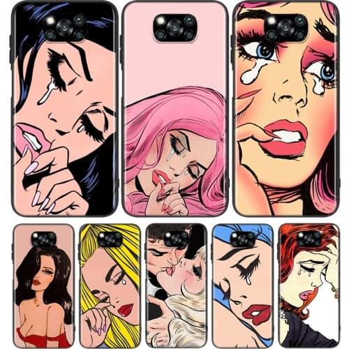 Crying Comic Girl Painting For Xiaomi Poco X3 NFC M2 X2 F2 C3 M3 Pocophone F1 Pro Mi Play Mix 3 A2 A1 6 5 lite Phone Case
