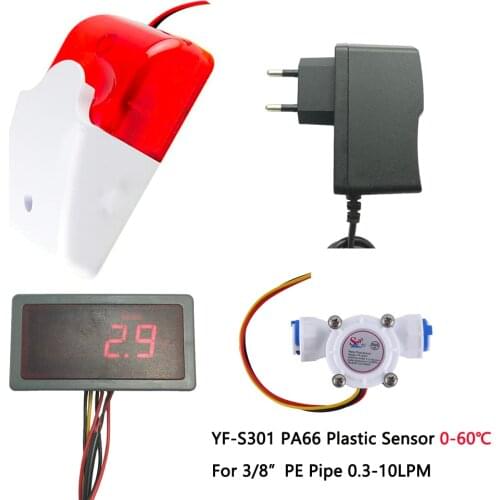 US308MT + YF-S301 0.3-10L/min Flow Sensor For 3/8" PE Flow Meter Totalizer and Alarmer Flow Rate Display Zhongjiang Dijiang Sea