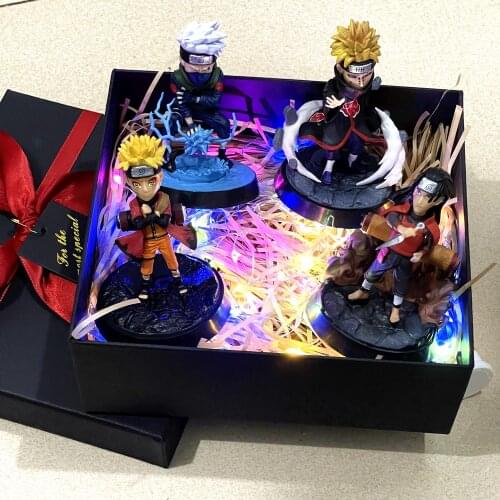 4pcs/set Action Naruto Figures Kakashi Shikamaru Dolls PVC Anime Sasuke Model Figurines for Decoration Collection Toys Gift Box