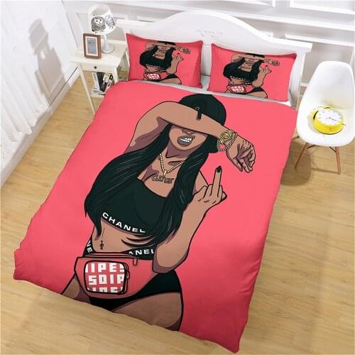 Bedding Sets Pink Duvet Cover Full Size Comforter Beauty Girl Fashion Cool Luxury Pillowcase Home Textile Quality Printed Custom