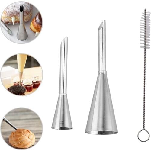 2 Sizes Cream Icing Piping Puff Nozzle Tips Stainless Steel Cupcake Puffs Injection Russian Syringe Confectionery Pastry Tool
