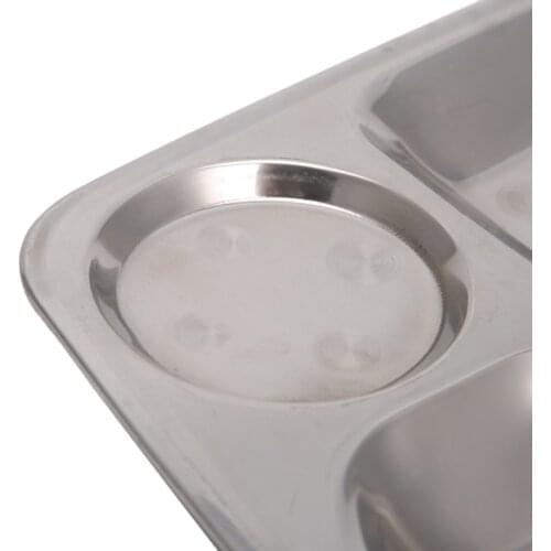 Stainless Steel Divided Dinner Tray Lunch Container Food Plate 4/5/6 Section