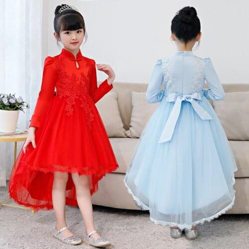 Girls' Floral Lace High-Low Ball Prom Flower Girl Dress Bridesmaid Pageant Evening Party Wedding Dress For Baby Girls