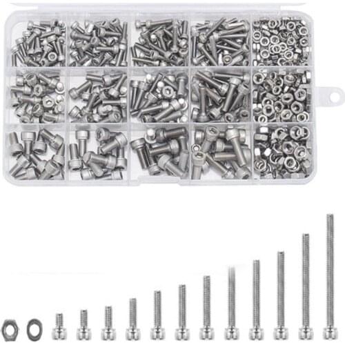 M3 M4 M5 Cylindrical Head Hexagon Socket Screw 304 Stainless Steel Hexagon Socket Screw Set 480 pcs/set