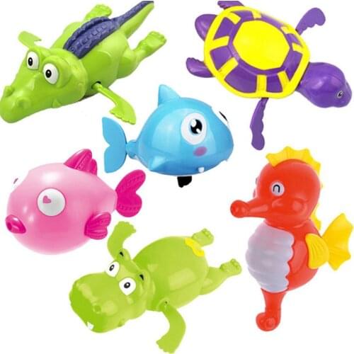 Cross Border Foreign Trade Creative Children Wind-up Toy Baby Play with Water Bath Winding Swimming Turtle Cartoon Toys Wholesal