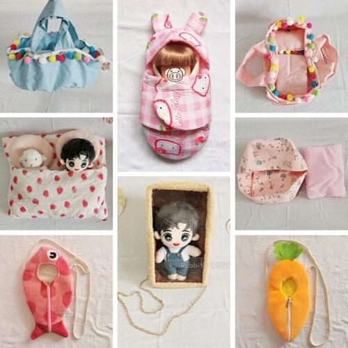 Lovely Sleeping Bag Blanket for 25cm Mellchan Baby Doll Out Going Carry Bag Soft Quilt Bag House Stuffed Idol Dolls Accessories