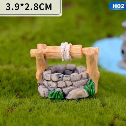 Mini Lighthouse Water Well Bridge Figurines Miniature Craft Fairy Garden Gnome Moss Terrarium Gift DIY Ornament Garden Decor