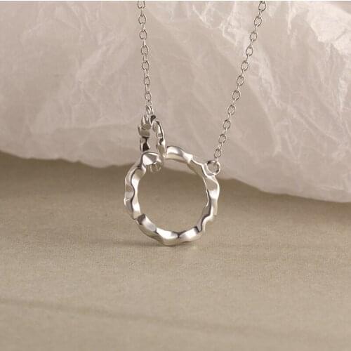 Minimalist 925 Sterling Silver Double Circles Pendant Necklaces For Women Neck Chain, Fashion Silver Necklace Woman Jewelry