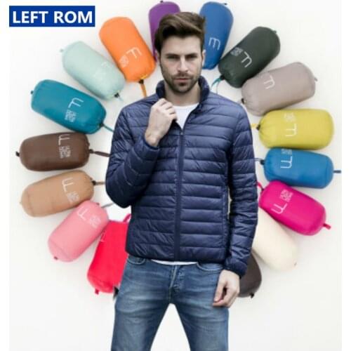 2019 Mens Boutique Duck Feather Fashion Stand Collar Thin and Light Leisure Down Jacket / Male Large Size Coats