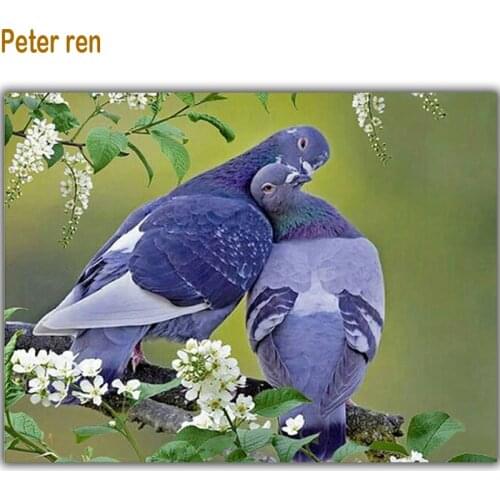Peter ren Diy diamond painting Cross stitch kit Diamond embroidery 3d square drill rhinestone full Crafts Needlework Pigeon love