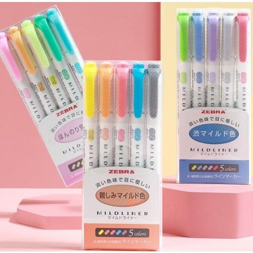 Set Zebra Mildliner Liner Double Headed Highlighter Pen Hook Pen Cute Art Mark Pen Zebra Mildliner Japanese Stationery