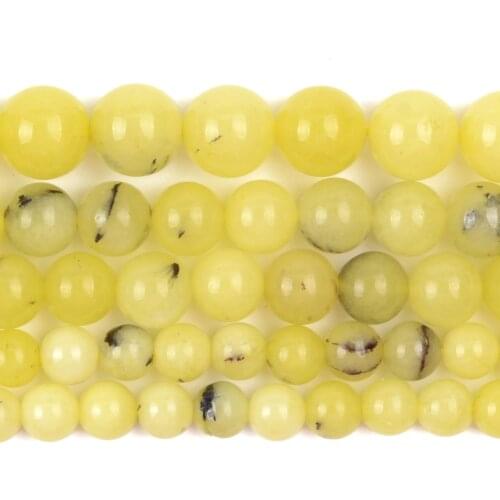 Natural Yellow Opal Chalcedony Jades Stone Round Loose Spacer Beads For Jewelry Making DIY Bracelet Handmade 4/6/8/10mm