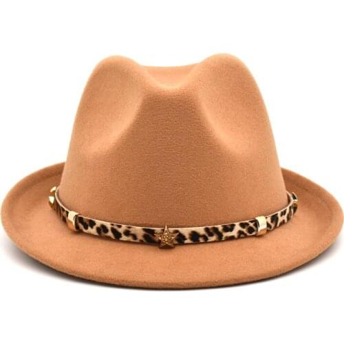 New Fashion Ladies Fedora Hat Mens Jazz Hat Summer Spring Black Wool Blended Hat Outdoor Leisure Hat F29