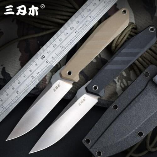 SanRenMu S758 High Hardness Straight Knife Light Weight Tactical Hunter Self Knife Defence Outdoor Jungle Survival Gear K Sheath