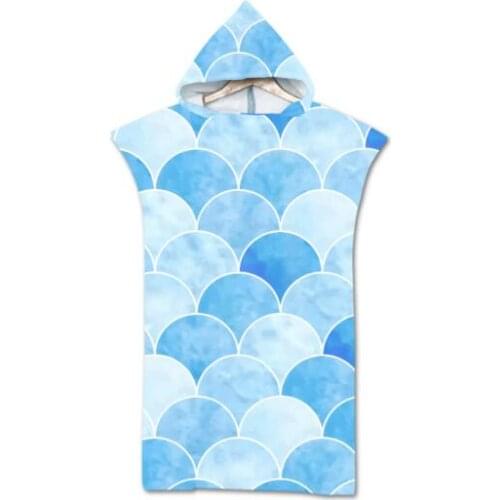 New Digital Printed Fish Scale Beach Towel Adult Microfiber Changing Robe Quick Drying Hooded Bath Towel For Swim Surf Beachwear