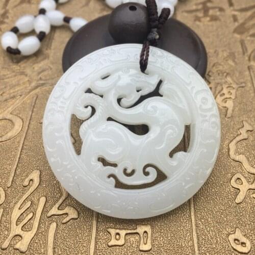 Selling Jewelry>>> Afghan Jades Antique Dragon Jadea Pendant White Jades Dragon Pendant Men and Women Necklace