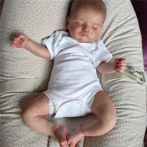 NPK 49CM Reborn Sleeping Polular Rosalie Soft Hand-Drawing Hair 3D Skin Tone with Veins Rooted Eyelash Collectible Art Doll