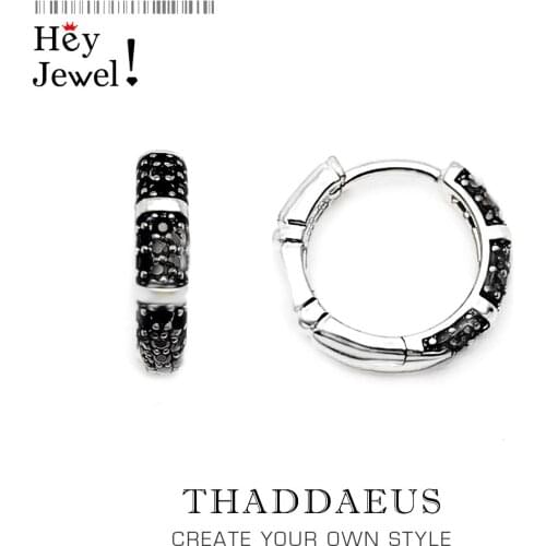 Bamboo Black Creole Hinged Hoop Earrings,Europe Glam Fashion Good Jewerly For Women Men,2018 Gift In 925 Sterling Silver