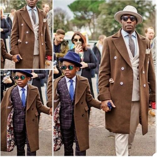 Woolen Overcoat Long Coat Plaid England Style Mens Thick Plus Double-Breasted Casual Winter Fashion Warm Jacket