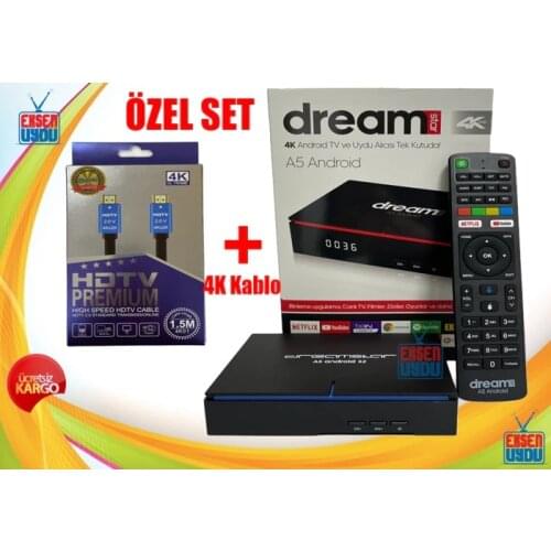 Dreamstar A5 Android 9.0 4K Satellite Receiver + 4K Special Quality Cable