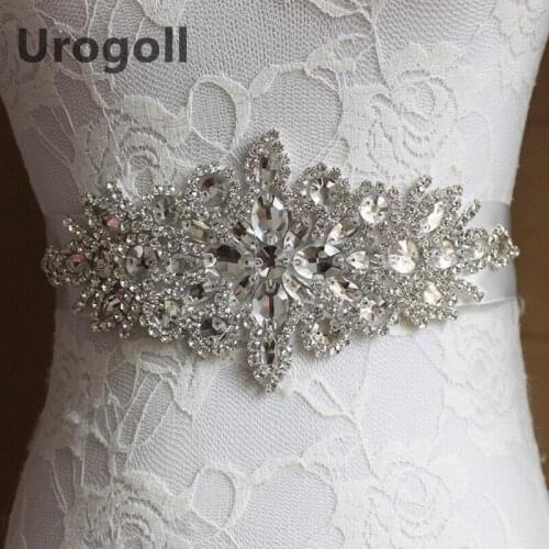 Crystal Wedding Dresses Rhinestone Satin Wedding Belt Bridal Bridesmaids Ribbon Waistband Sash Belt for Evening Prom Dresses