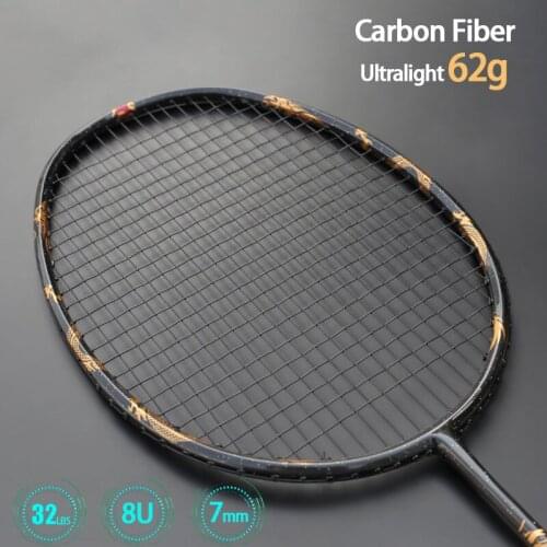 Ultralight 8U Dragon Phoenix PatternT800 Carbon Fiber Badminton Racket With String Bags Professonal Rackets Padel For Adoult Kid