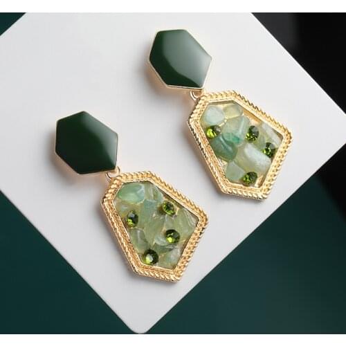 Vintage Geometric Statement Drop Earrings For Women Fashion Crystal Zircon Dangle Hanging Earrings 2020 Party Femle Jewelry