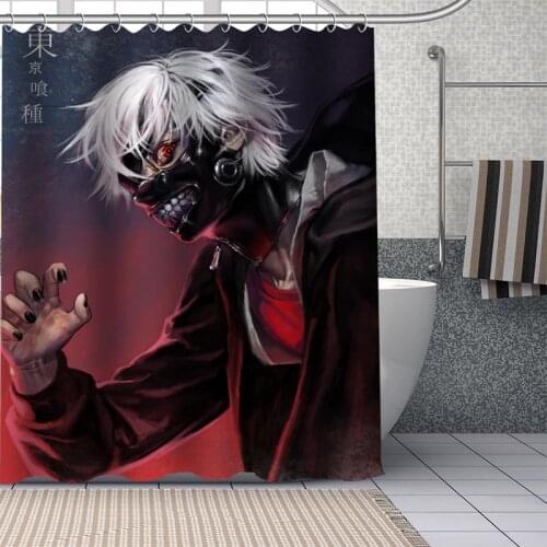Anime Custom Waterproof Shower Curtains Tokyo Ghoul Curtain Bathroom Waterproof Polyester Curtains For Bathroom With Hook