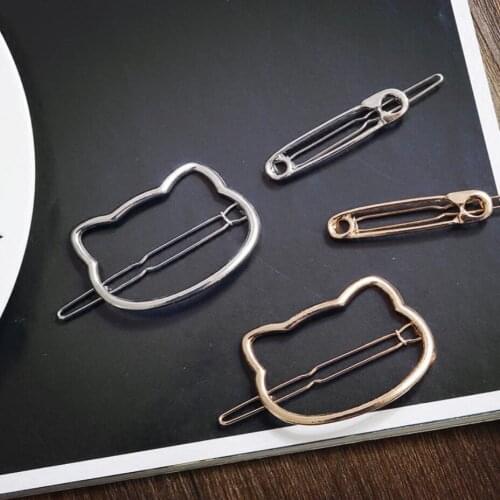 2pcs/set-European and American Popular Novelty Women Hair Clip Contracted Temperament Metal Clasp Model Hairpin Hair Accessories