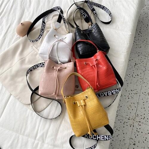 Womens New Trendy Personality Creative Fashion Solid Color Portable Bucket Stone Shoulder Bag