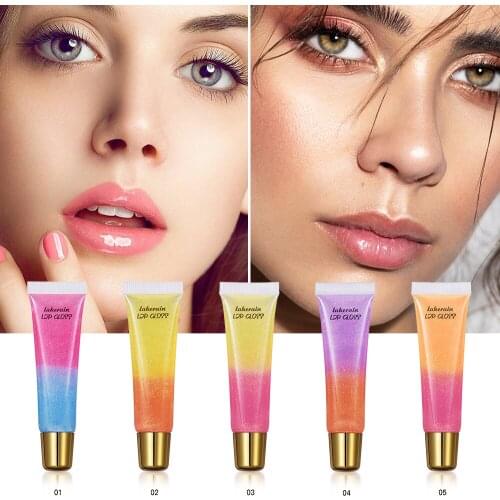 1Pc 15ml Magic Dual Colors Moisturizing Lip Gloss Plumping Lip Oil Transparent Shiny Lipgloss with Glitter 5 Colors