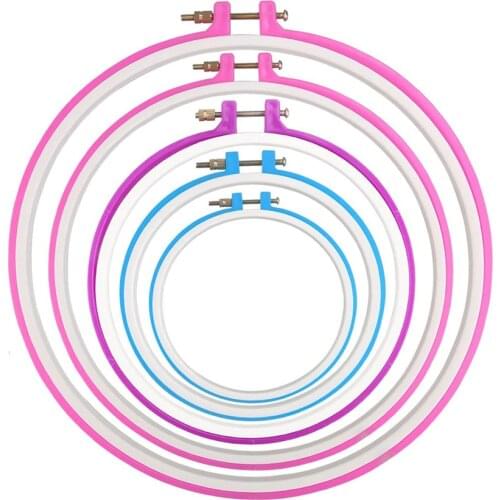 1pc Cross Adjustable Sewing Tool Plastic Embroidery Hoop Ring Frame DIY Needlecraft Cross Stitch Machine Round Loop Hand Tools