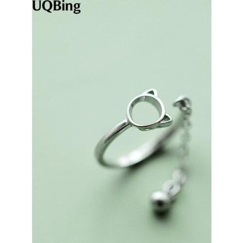 100% 925 Sterling Silver Rings Cat Open Finger Rings For Women Jewelry 2019 HOT SELL