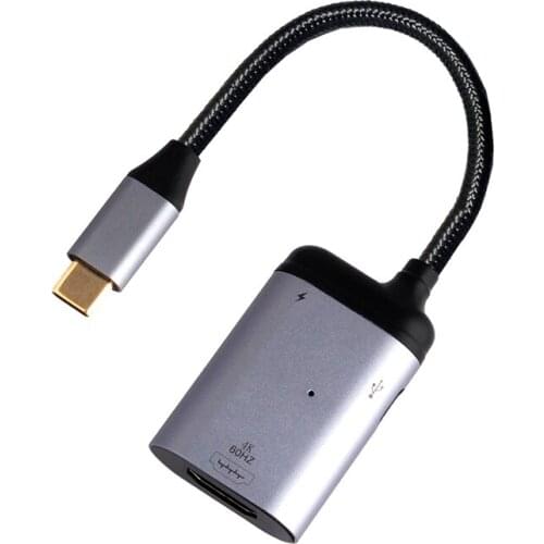 3 in 1 USB C Male to 4K@60Hz HDMI-Compatible + PD Fast Charging + Type C Data Converter Adapter for Smart Phone