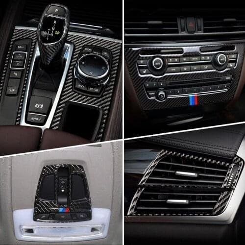 Accessories for BMW X5 X6 F15 F16 Carbon Fiber Car Inner Gearshift Air Conditioning CD Panel Door Armrest Decorative Cover Trim