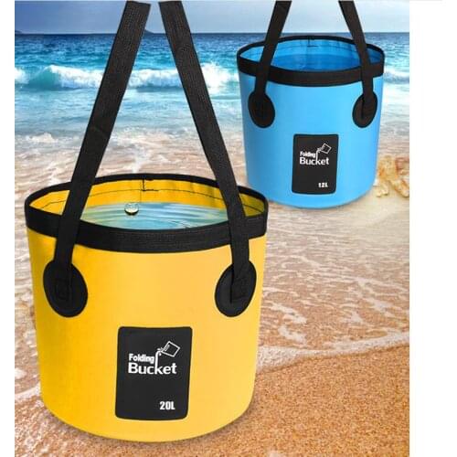 For Fishing Camping Hiking12L 20L Portable Waterproof Water Bag Folding Bucket Water Storage Container Carrier Bags