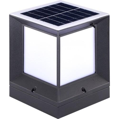 Energy Saving 2W Modern Square Solar Pillar Light Outdoor For Garden waterproof IP55 courtyard Fence villa decoration