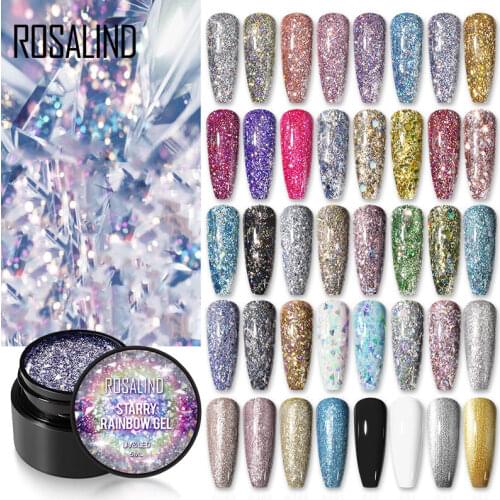 ROSALIND Nail Polish Gel Semi-permanent Varnish UV Glitter Paint Shiny Gel Base Coat Tips Poly Kit For Nail Art Decorations